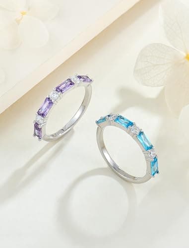 Starchenie 925 Sterling Silver Stackable Gemstone Ring for Her | Eternity Ring Size 5-10