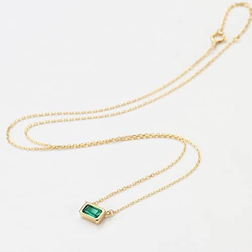 Michooyel S925 1.2ct Lab-created Emerald Necklace for Women