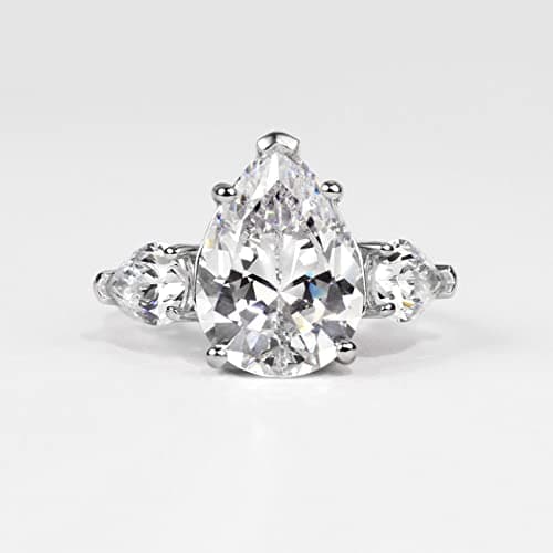 Michooyel S925 5.0ct Pear Cut Diamond Engagement Ring for Women