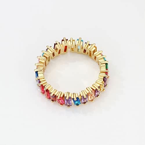 Michooyel Eternity Rainbow Ring Band for Women