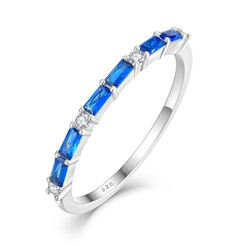 Starchenie 925 Sterling Silver Thin Eternity Birthstone Ring for Women