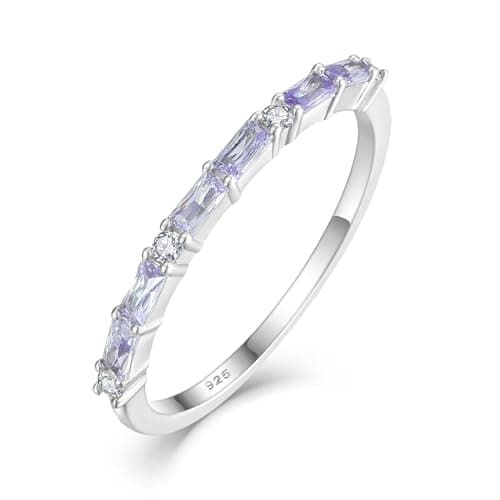 Starchenie 925 Sterling Silver Thin Eternity Birthstone Ring for Women