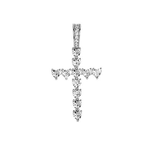 TOPGRILLZ 14K Silver Plated Gold Heart Cross Necklace & Pendant Chain