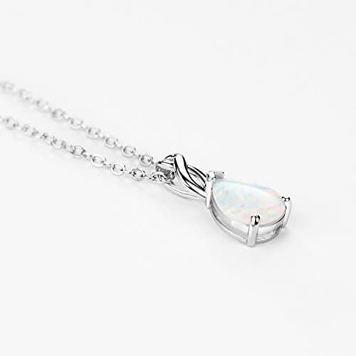 Michooyel Sterling Silver Teardrop Opal Infinity Pendant Necklace for Women