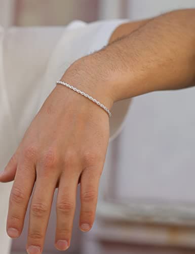 Waitsoul Diamond-Cut Silver/Gold Box/Rope Bracelet for Women/Men