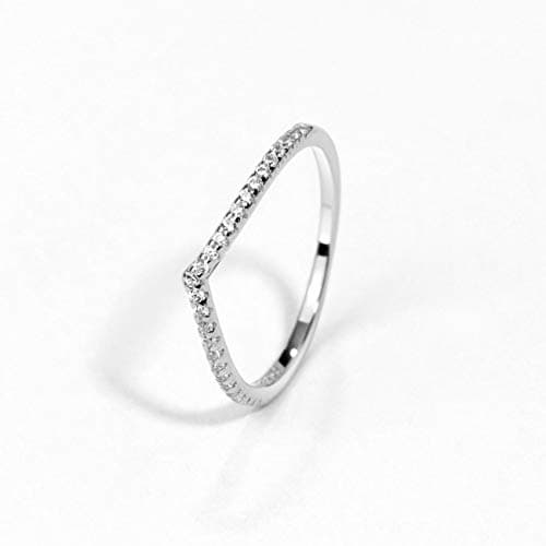 Michooyel Sterling Silver V Shape Chevron Rings for Women