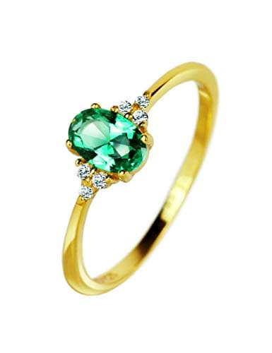 Michooyel 18K Gold Plated Oval Cut Emerald Diamond Rings