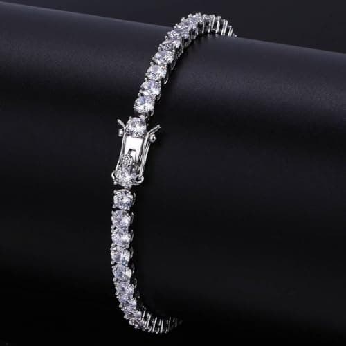 DOJUTI 18K Gold Plated 3mm Round CZ Tennis Bracelet 6-9 inches