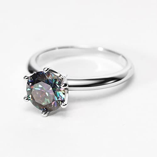 Michooyel Moissanite Engagement Ring for Women, 2CT BLACK/PINK/YELLOW/RAINBOW/SEA BLUE/D-E/Crystal AB Moissanite Solitaire Promise Rings, D Color VVS1 Simulated 925 Sterling Silver Ring  
Michooyel Moissanite Engagement Ring for Women, 2CT D-E/Crysta