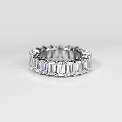 6ct Sterling Silver Emerald Cut Eternity Ring for Women