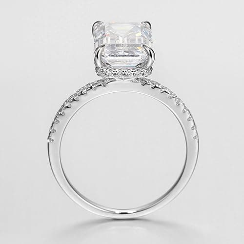 Michooyel 4ct Emerald Cubic Zirconia Women's Engagement Ring VVS D Color
