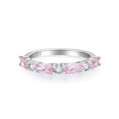 Starchenie 925 Sterling Silver Stackable Gemstone Ring for Her | Eternity Ring Size 5-10