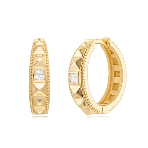 MYEARS 14K Gold Plated Hypoallergenic Women's Gold Earrings Cubic Zirconia Hoop