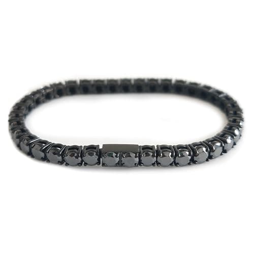 316 Stainless Steel Black Moissanite Bracelet, 4/5mm Tennis Style Lab Grown Jewelry