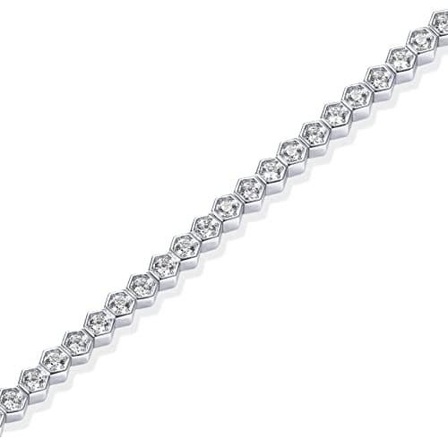 Pavoi 14K Gold Plated 2mm Cubic Zirconia Honeycomb Bracelet | Women's Gold SizeS