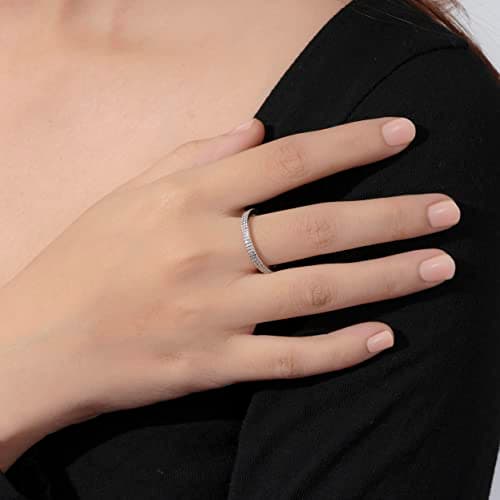 Amazon Essentials Rhodium Plated Double Row Pave Eternity Ring