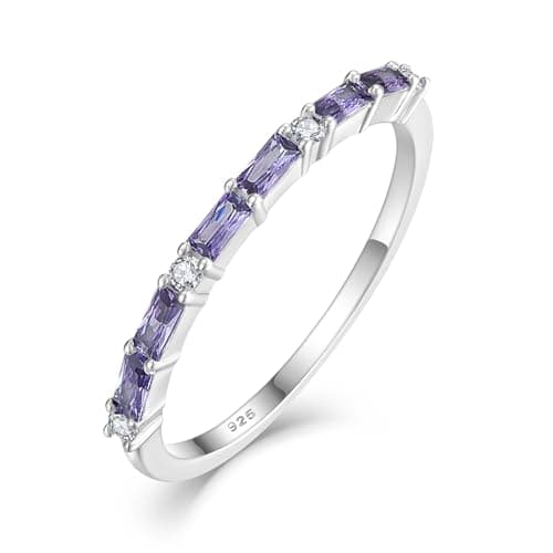 Starchenie 925 Sterling Silver Thin Eternity Birthstone Ring for Women