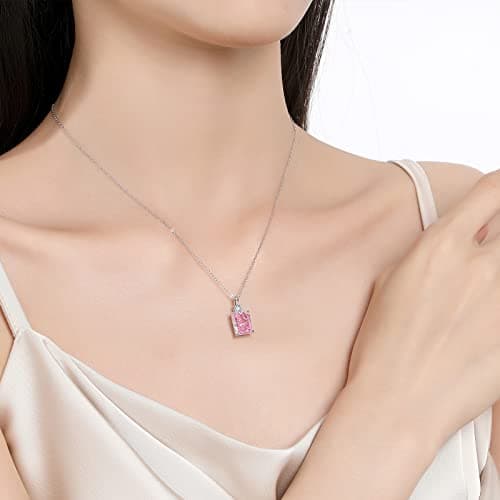 Lab Created Diamond Necklace for Women 925 Sterling Silver 18K Gold Plated Pendant Gift