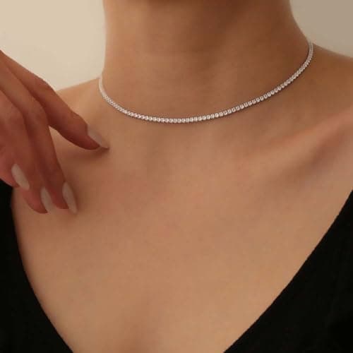 FISSEN JEWELRY Women's 14K Gold/Silver Plated Diamond Choker Necklace