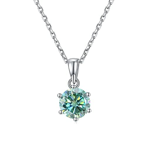 Gem's Beauty 2-6.5mm 14k White Gold Plated Moissanite Tennis Necklaces for Women