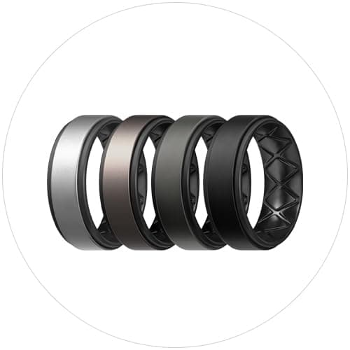 Egnaro Breathable Silicone Wedding Bands for Men - Multipack Step Edge