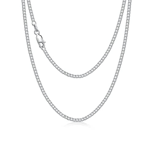 Dralox Sterling Silver Cubic Zirconia Tennis Necklace for Women and Men