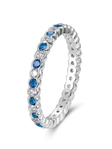CYW D Color Moissanite Eternity Ring for Women, 925 Sterling Silverrhodium Finish