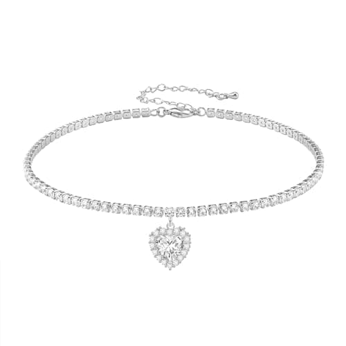 EFTOM Sparkly Gold/Faux Diamond Heart Choker Necklace for Women