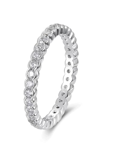 CYW D Color Moissanite Eternity Ring for Women, 925 Sterling Silverrhodium Finish