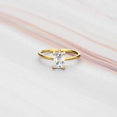 Women's Adjustable 18K Gold Plated CZ Statement Ring