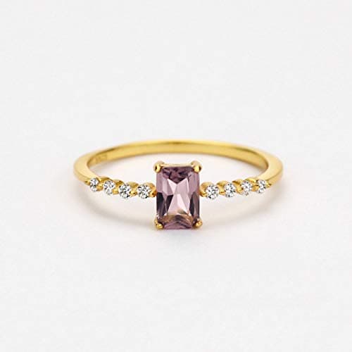 Michooyel S925 Dainty Baguette Birthstone Rings for Women