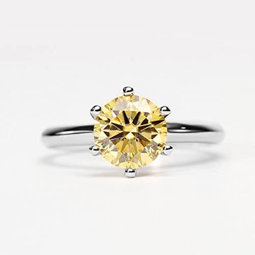 2CT D-E/Crystal AB Moissanite Solitaire Promise Ring for Women
