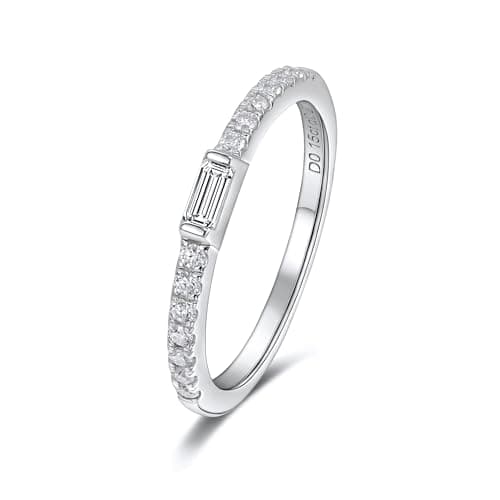 Moissanite Eternity Wedding Band for Women - Sterling Silver - Size 4-11