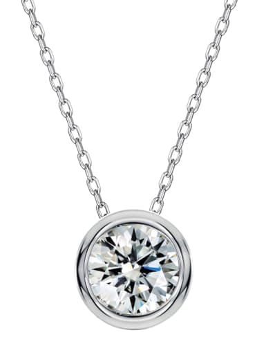 Michooyel 1.0ct Moissanite Solitaire Necklace for Women D Color VVS Clarity Bezel Setting 16-18"