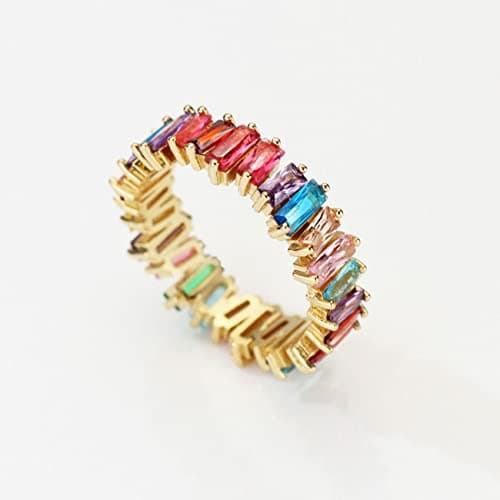 Michooyel Eternity Rainbow Ring Band for Women