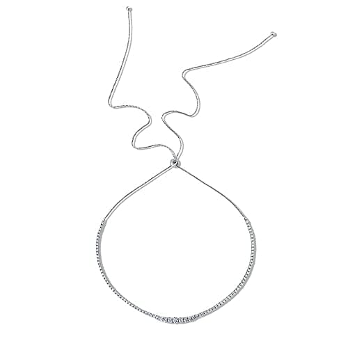 BERRICLE Rhodium Plated Graduated CZ Tennis Necklace for Women, 9.5-32"