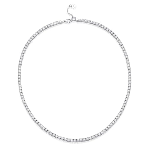 Refined Title: Sterling Silver 925 Tennis Necklace with Simulated Diamond 5A Cubic Zirconia for Women