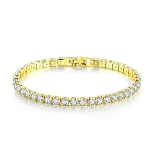 Lizeboy Sterling Silver Plated Zirconia Tennis Bracelet, Gold or Silver, Women & Men