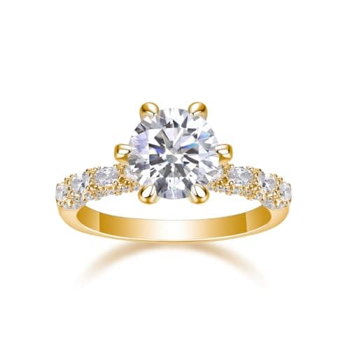 JiuZuan 1CT/2CT/3CT 18K White Gold Round Cut Moissanite Engagement Ring for Women