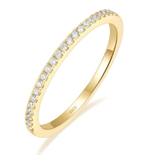 1.5mm Gold Plated Sterling Silver Half Eternity Bands for Women