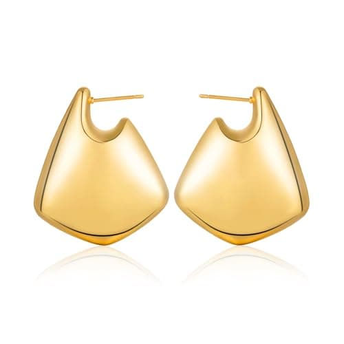 Hypoallergenic Gold Hoop Earrings for Women, Trendy 25/35mm Open Teardrop Dupes