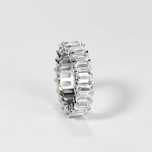 6ct Sterling Silver Emerald Cut Eternity Ring for Women