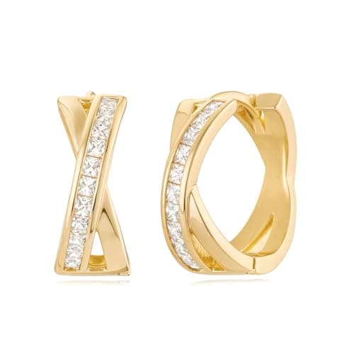 MYEARS 14K Gold Plated Hypoallergenic Women's Gold Earrings Cubic Zirconia Hoop
