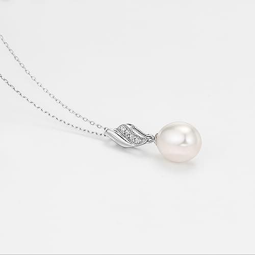 Michooyel Women's Freshwater Pearl & Cubic Zirconia Wave Necklace, 16-18 inch