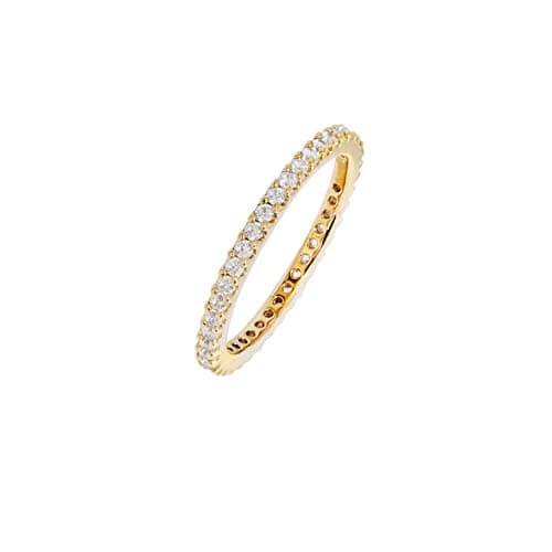 Amazon Essentials Rhodium Plated Single Row Pave Stackable Ring Size