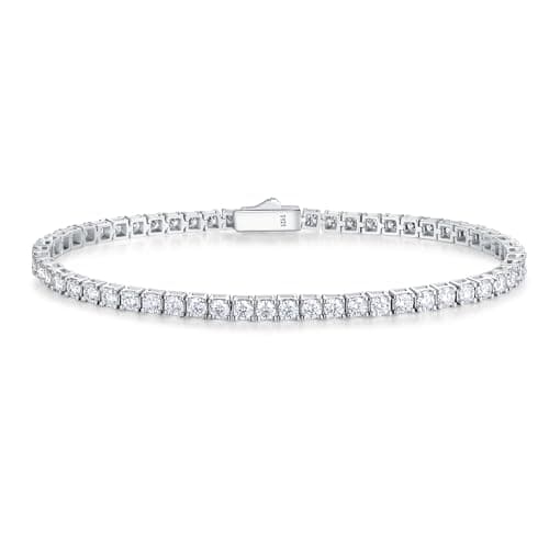 FANCIME 925 Sterling Silver Moissanite Tennis Bracelet 5mm D Color VVS1 Round Cut