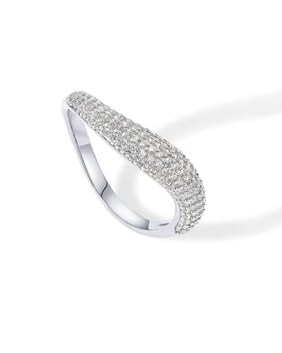 PavoI 14K Gold Plated Wavy CZ Stack Ring for Women