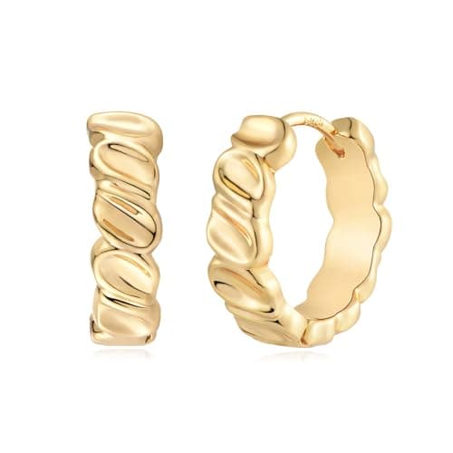MYEARS 14K Gold Plated Simple Hoop Earrings Hypoallergenic