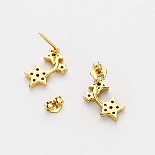 S925 CZ Star Stud Earrings Crawler Climber 18K Gold Fine Jewelry For Women