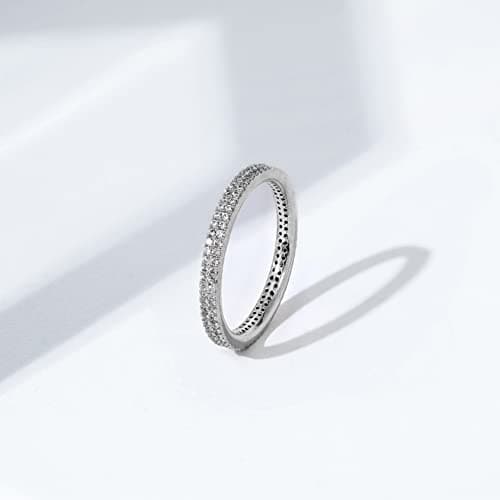 Amazon Essentials Rhodium Plated Double Row Pave Eternity Ring